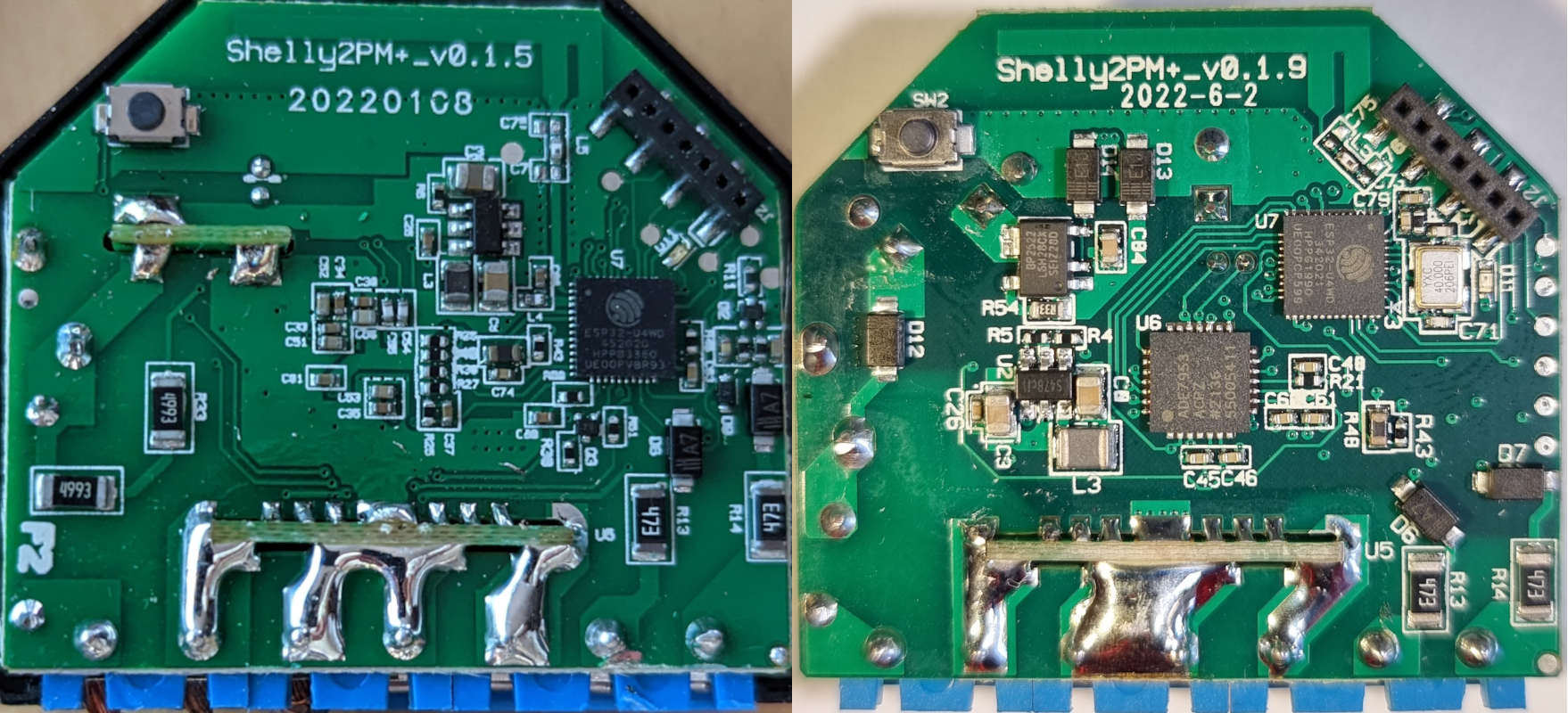 Shelly Plus 2PM PCB Versions